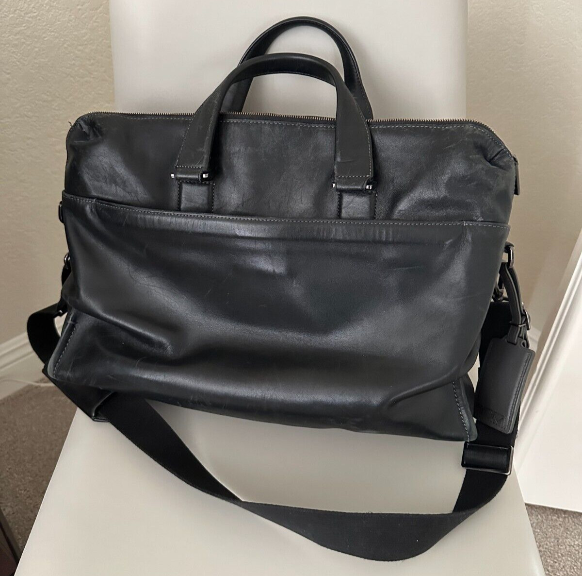 Tumi Harrison Madden Briefcase Black Leather Laptop Bag 63001D