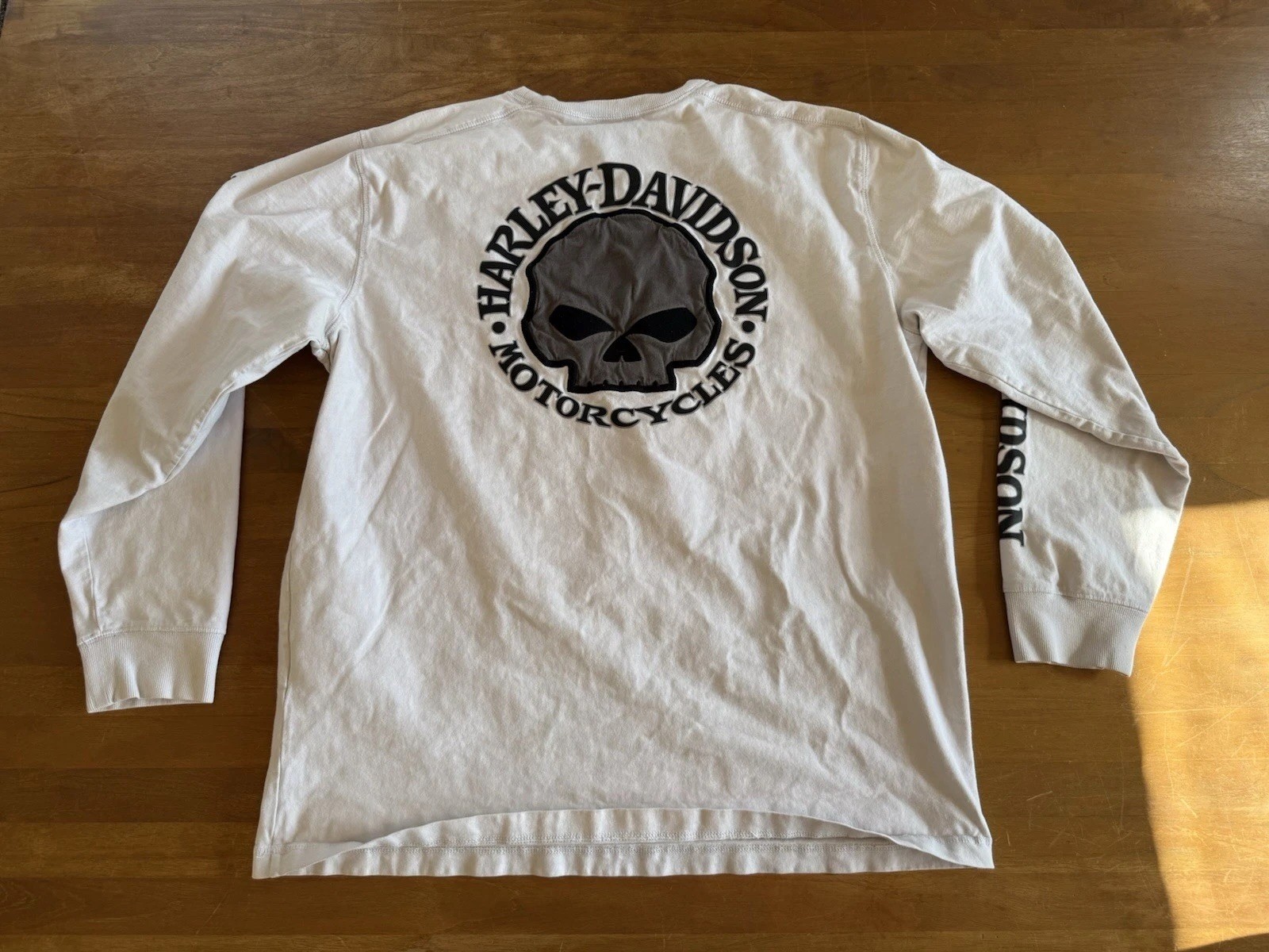 Harley Davidson Motorcycle Long Sleeve Embroidered Skull T-Shirt Men’s Size XL