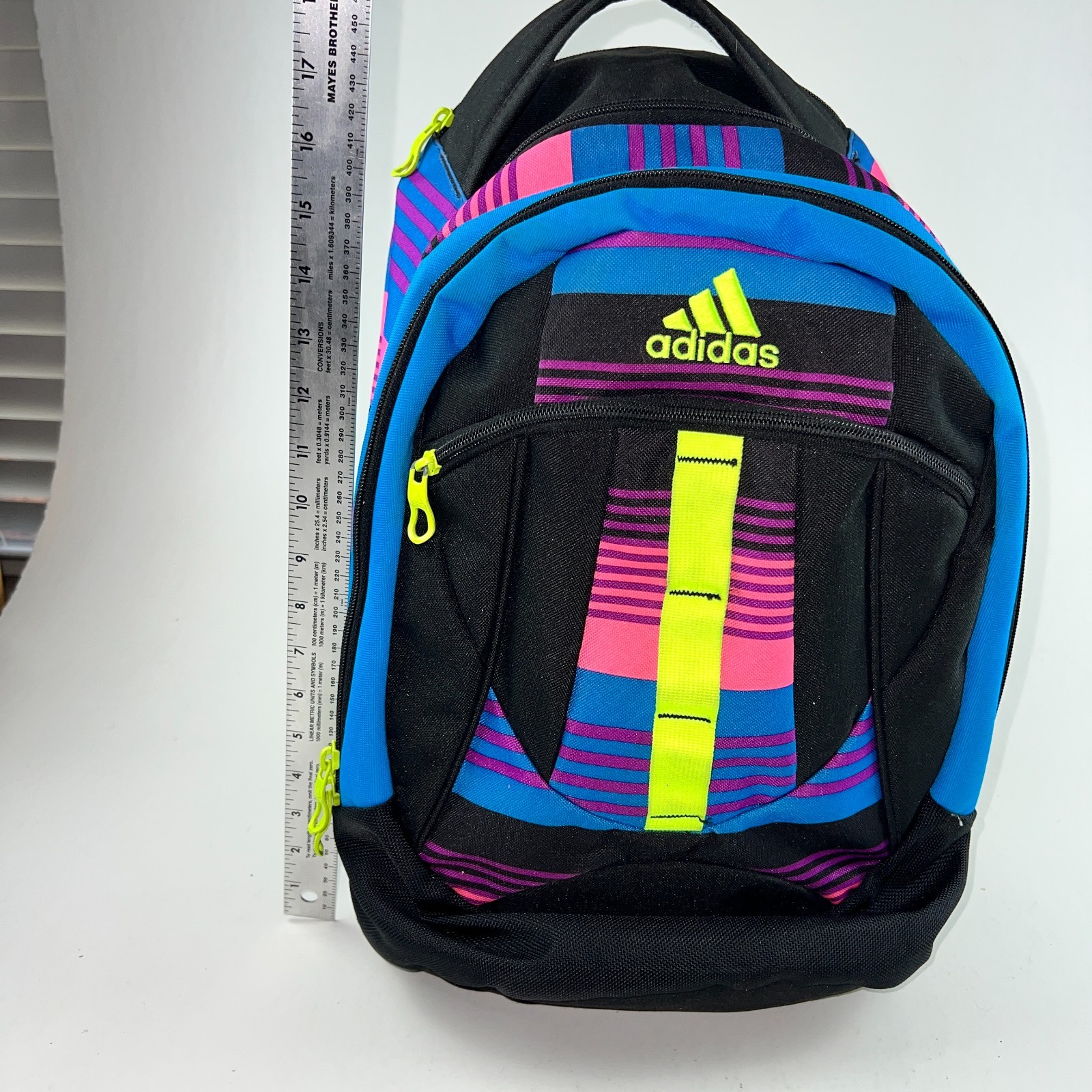 Adidas Backpack Multi Color Durable 100% Polyester Bookbag Sports Travel Pack