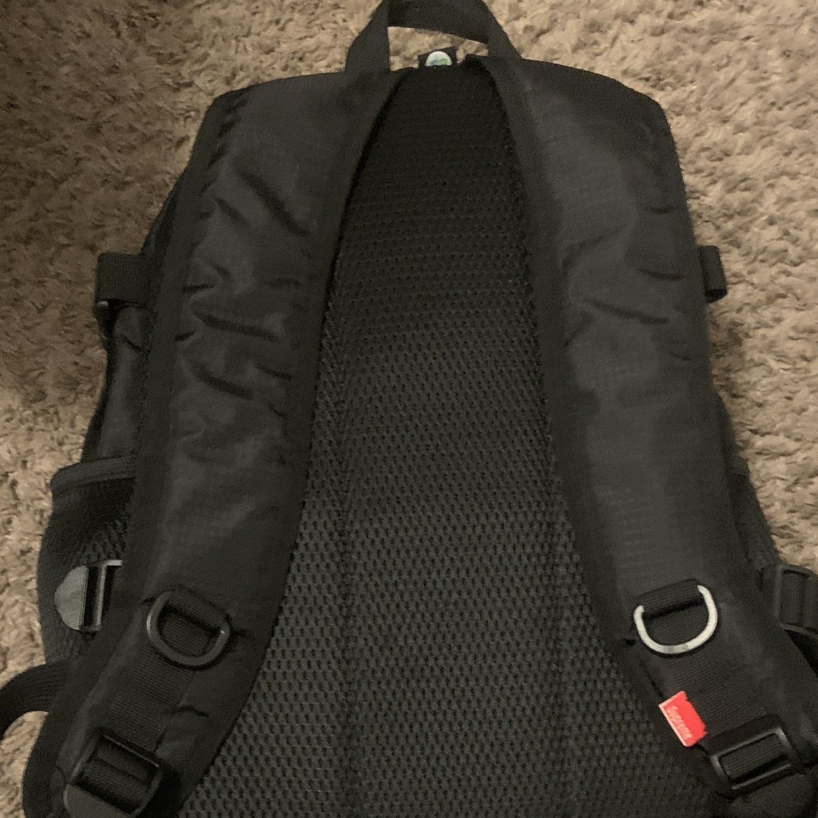 Supreme Black Backpack Large Logo Zip Closure Adjustable Straps Travel Casual