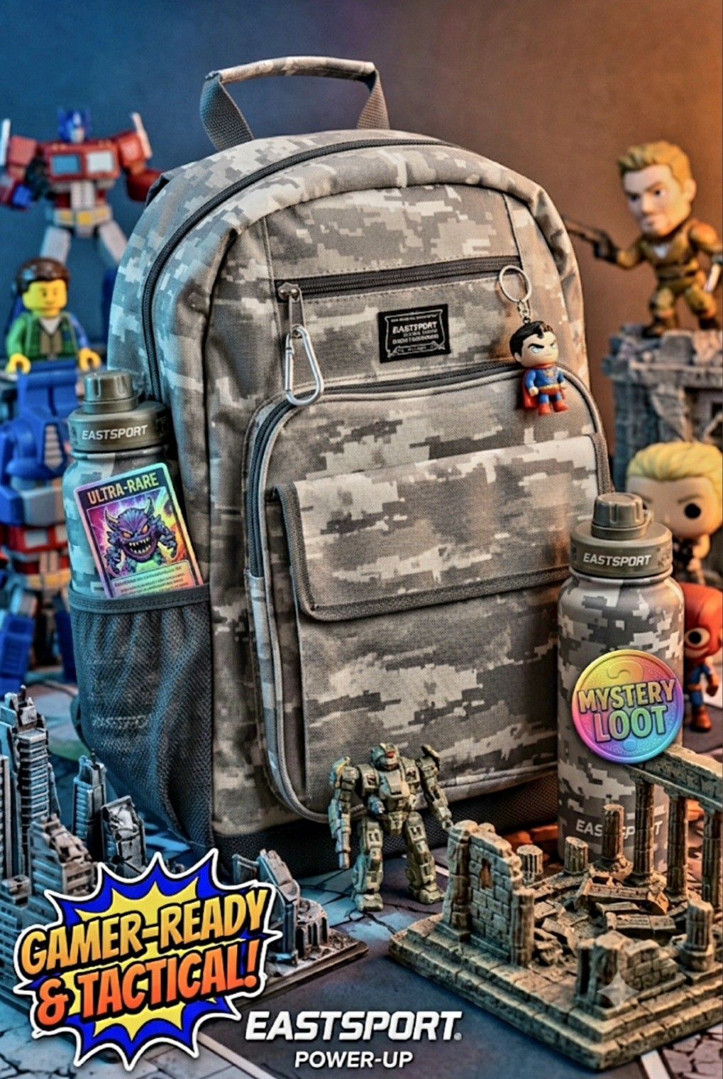 Eastsport Basic tech Backpack in Grey/ Camo. Brand New