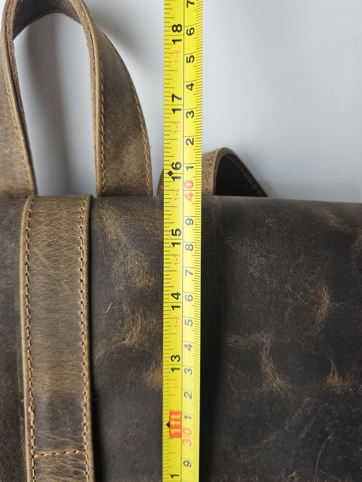 Full-Grain Leather Roll Top Backpack Handcrafted Rustic Brown Artisan Backpack
