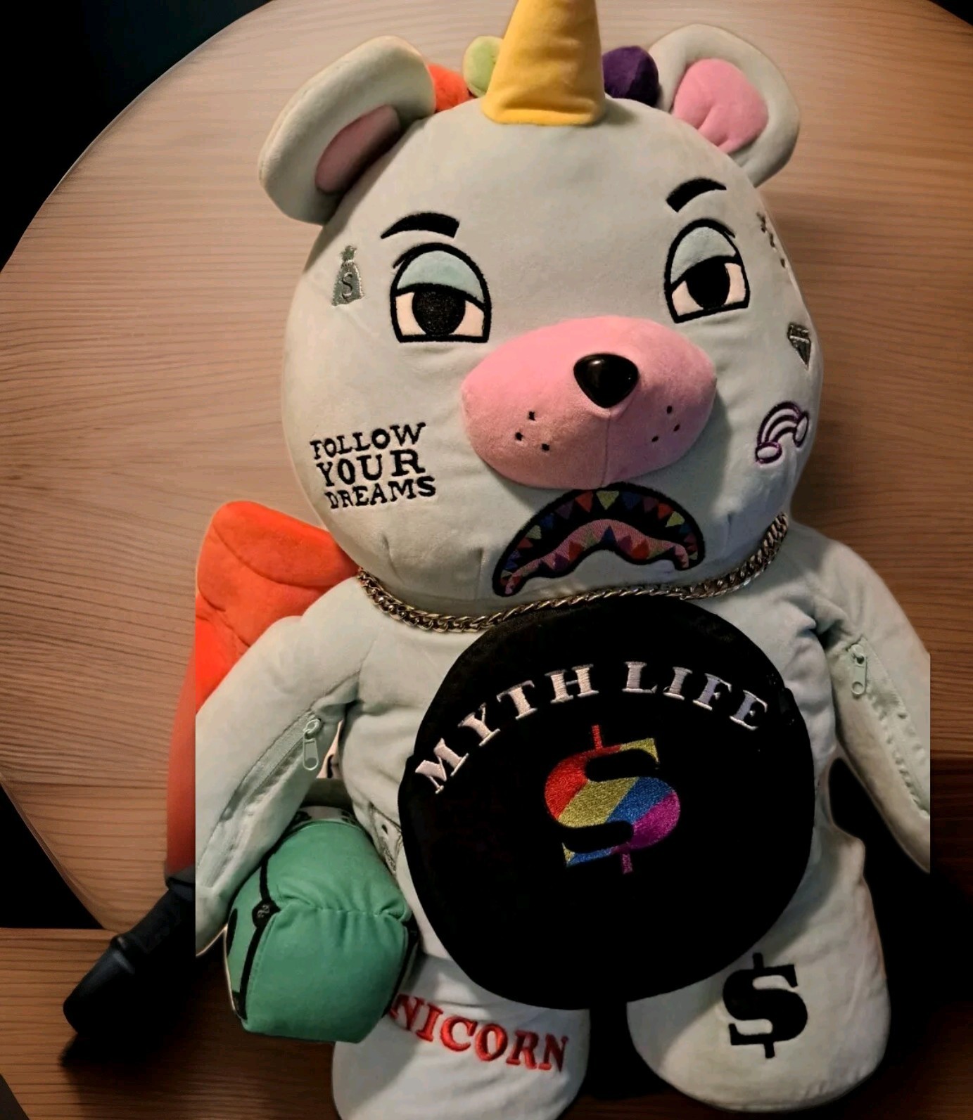 Sprayground Follow Your Dreams Unicorn Teddy Bear Backpack 23″ Tall 18″ W New