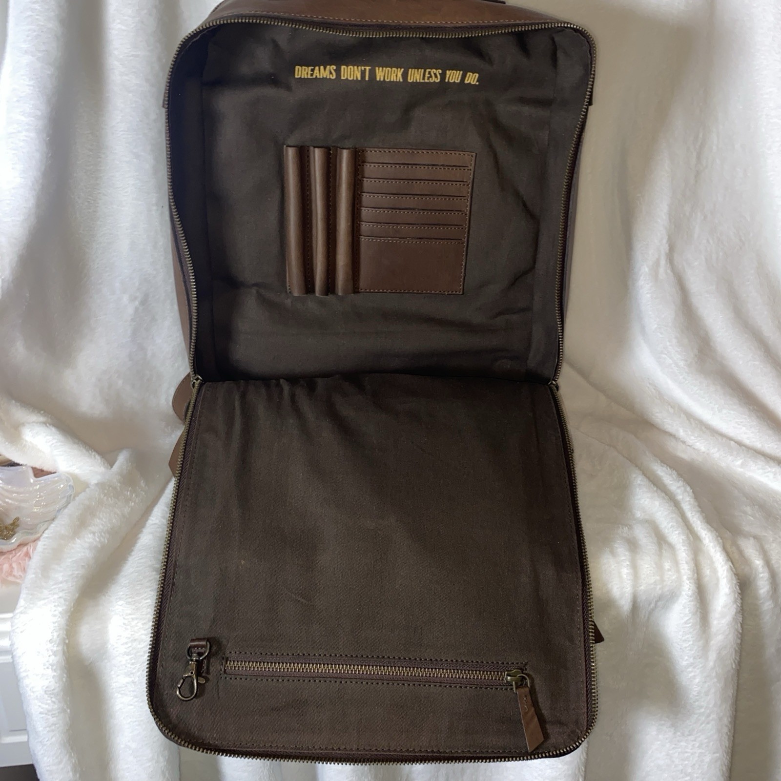 Westward Rancher “Concealed Carry” Genuine Brown Leather Rectangular Backpack.