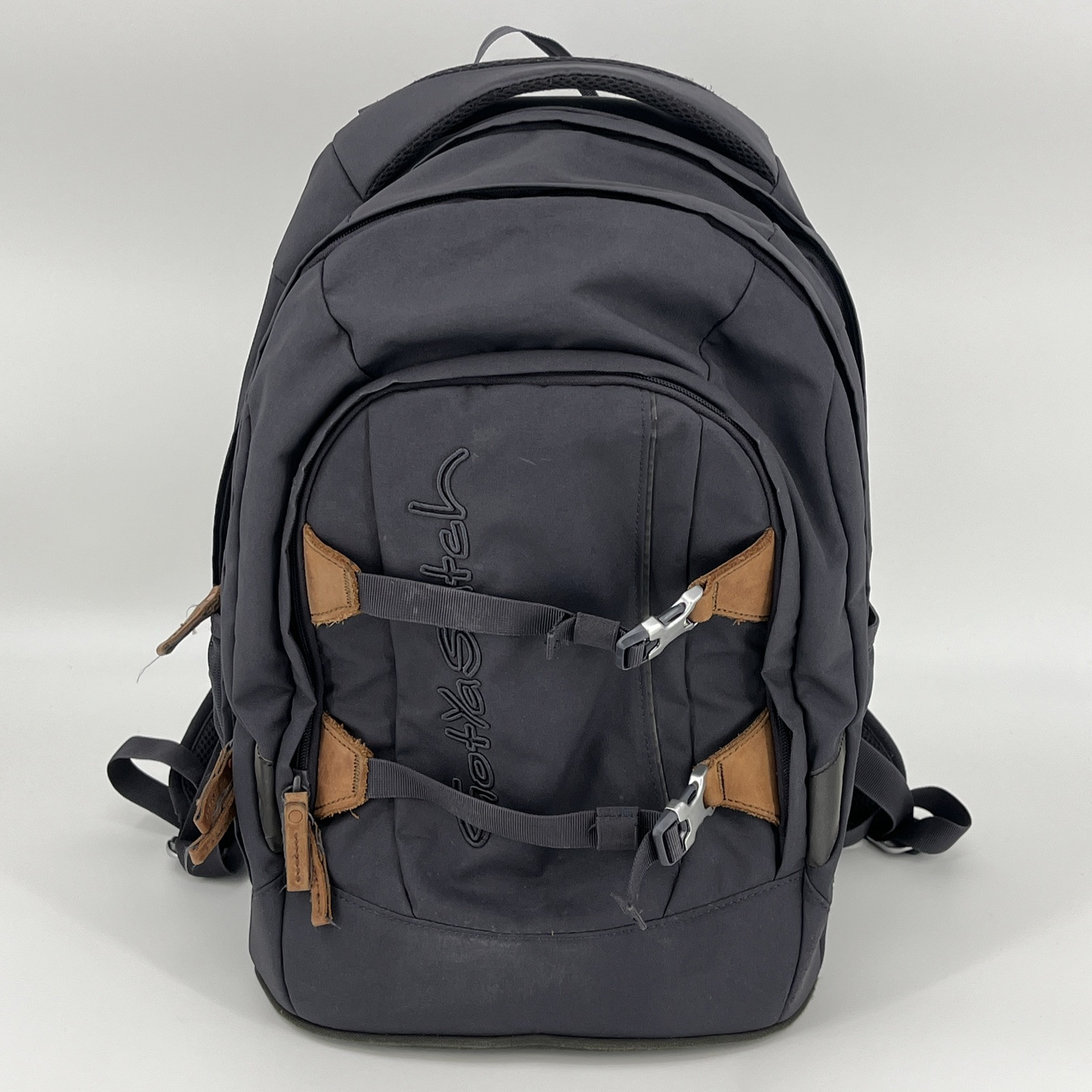 Satch Nordic Blue Backpack Boys Recycled Polyester Blue – Leather Trim