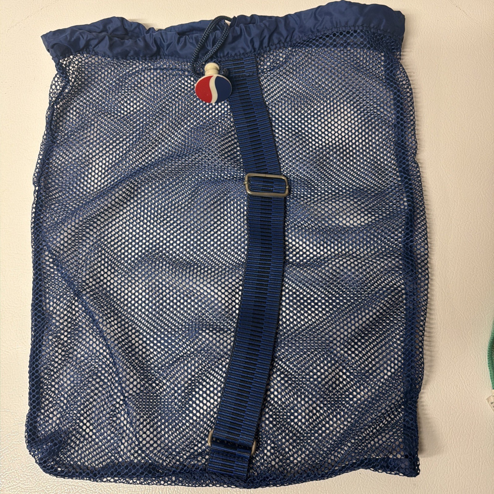 Vintage PEPSI Cola Blue Mesh Lightweight Swim Diving Sports Ball Bag Storage