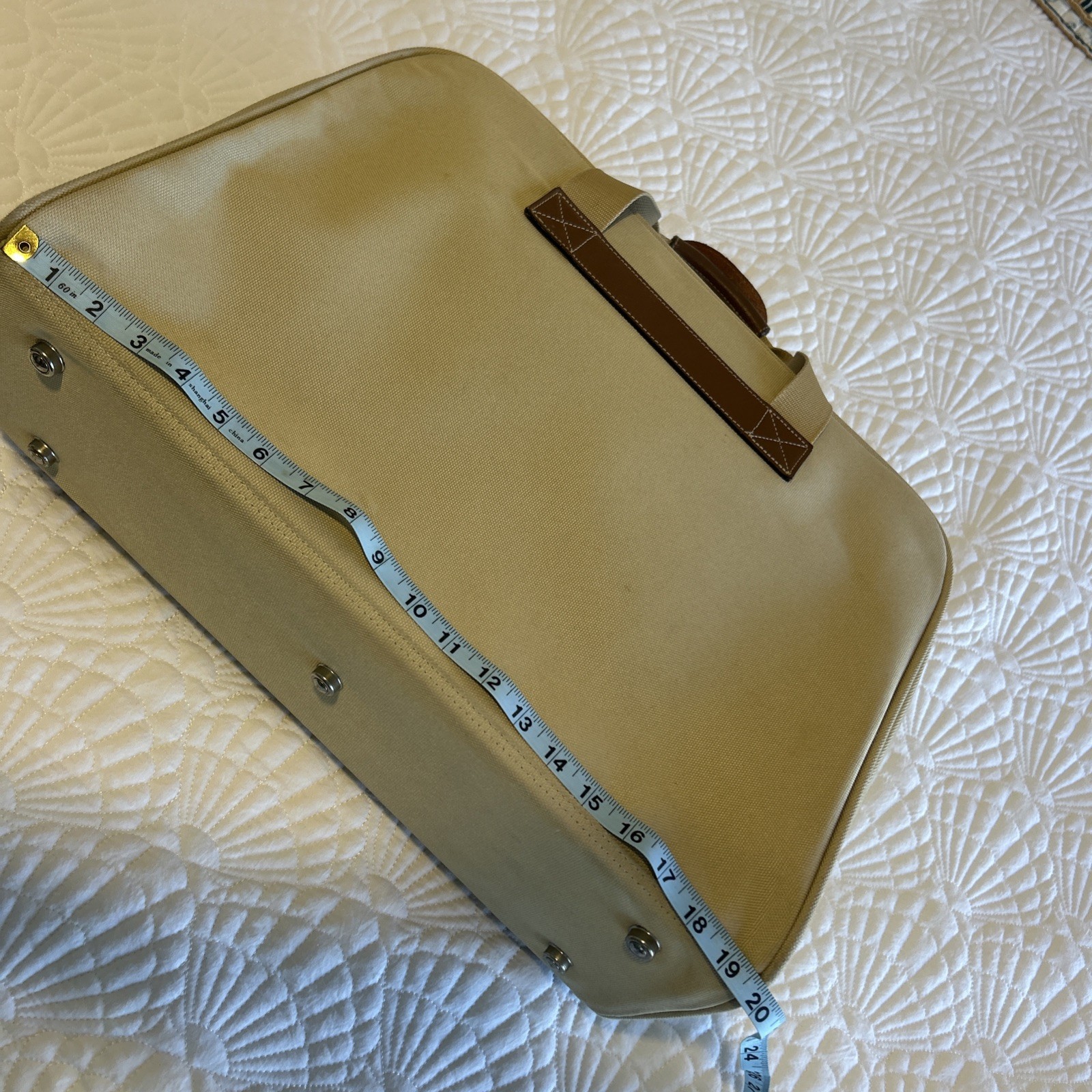 Lancel Paris Canvas Leather Weekend Carry-on Duffel Brown Tan Beige Luggage Exc