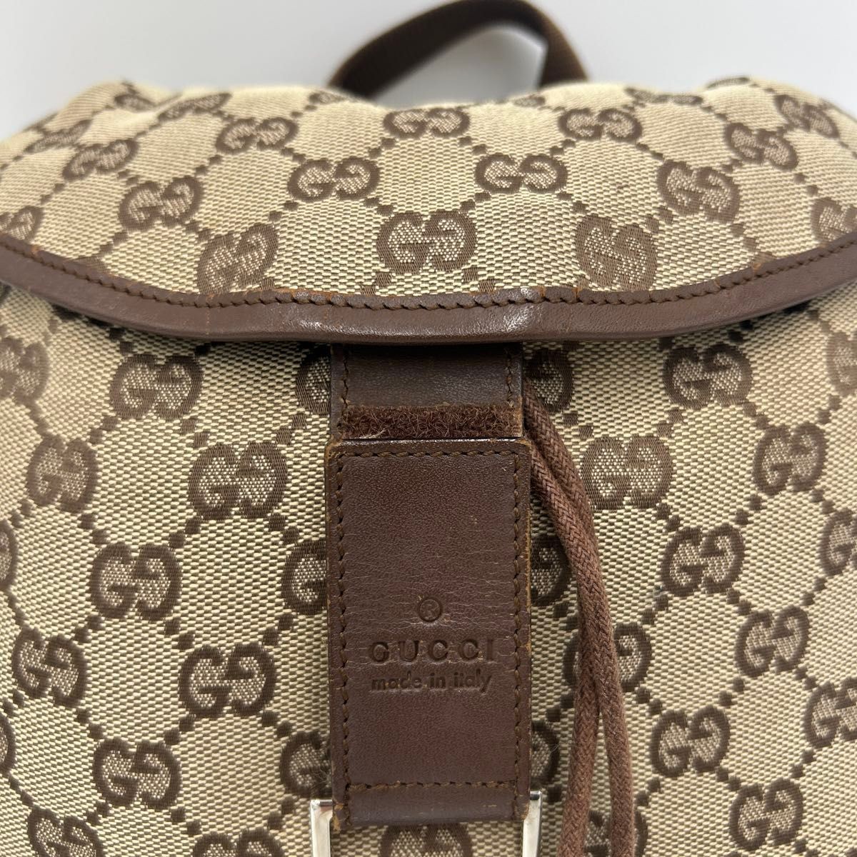 GUCCI men’s Gucci Backpack GGPattern GGCanvas Brown Leather 28×19×7.5cm