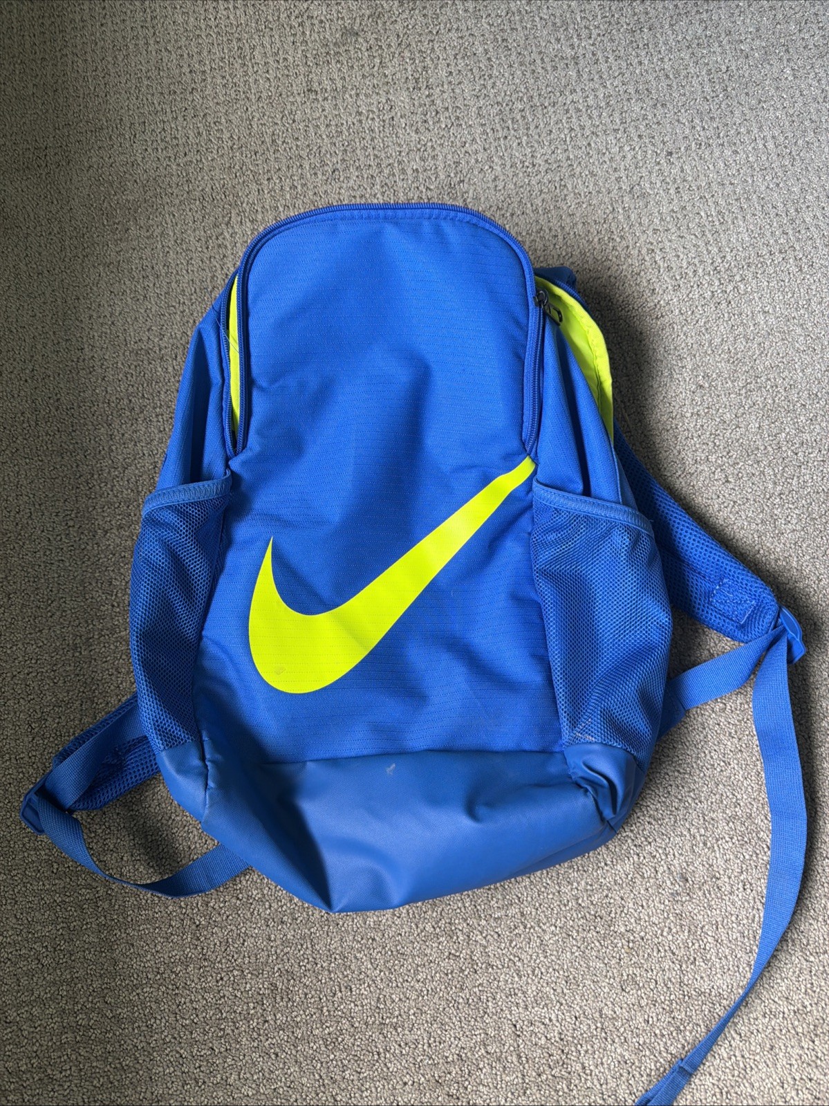Small Nike Blue Neon Yellow Swoosh Backpack