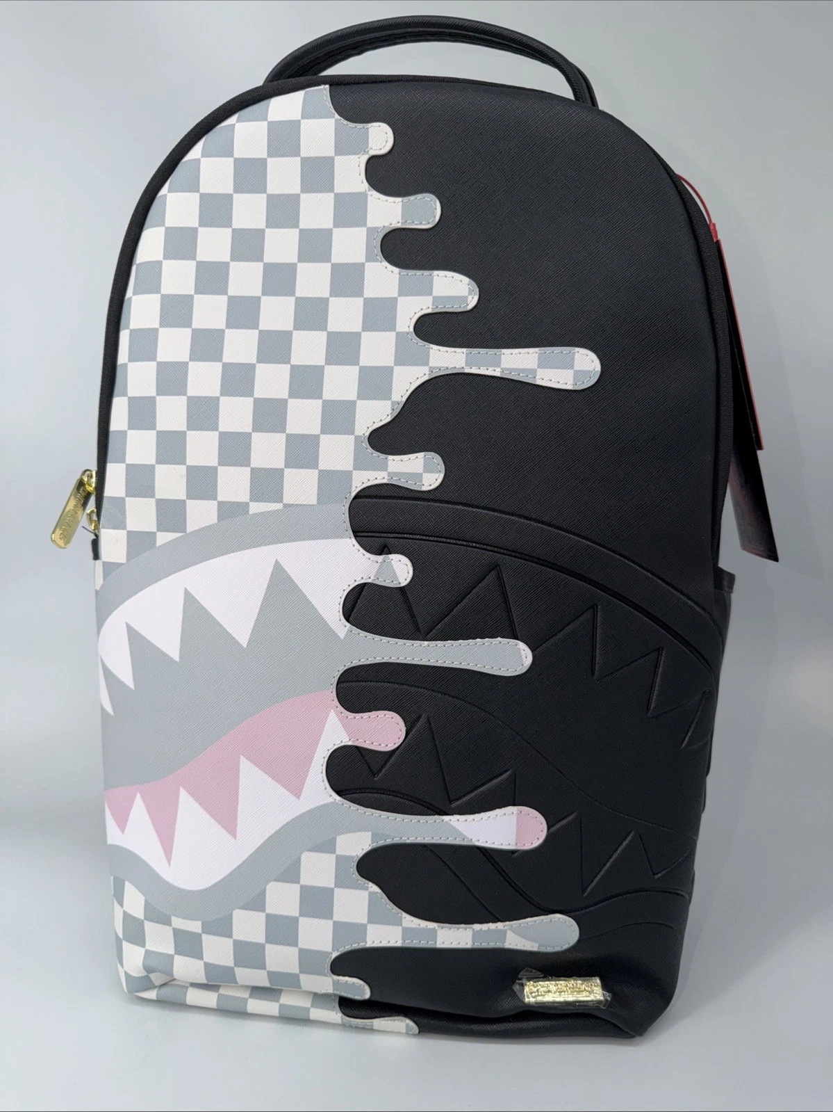 Sprayground Cream Check Side Swipe Backpack🔥New Black Bookbag School Travel Bag