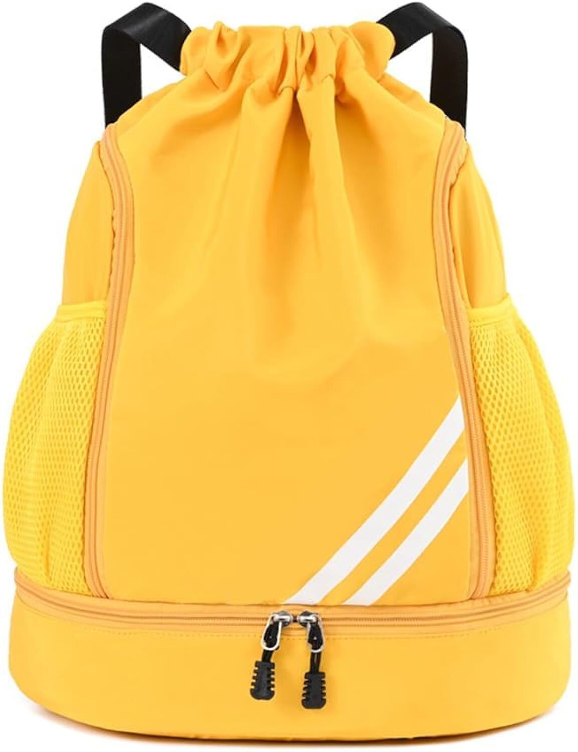 Ball Bag Drawstring Backpack, Sports Gym Bag with Shoes Compartment Side Mesh Po