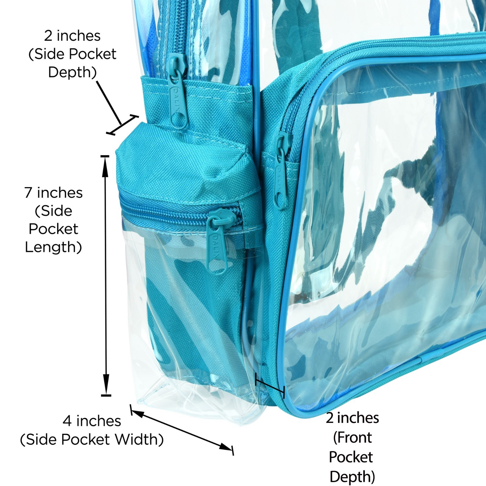 DALIX Clear Backpack Transparent School Bag in Teal Small Size For Kids