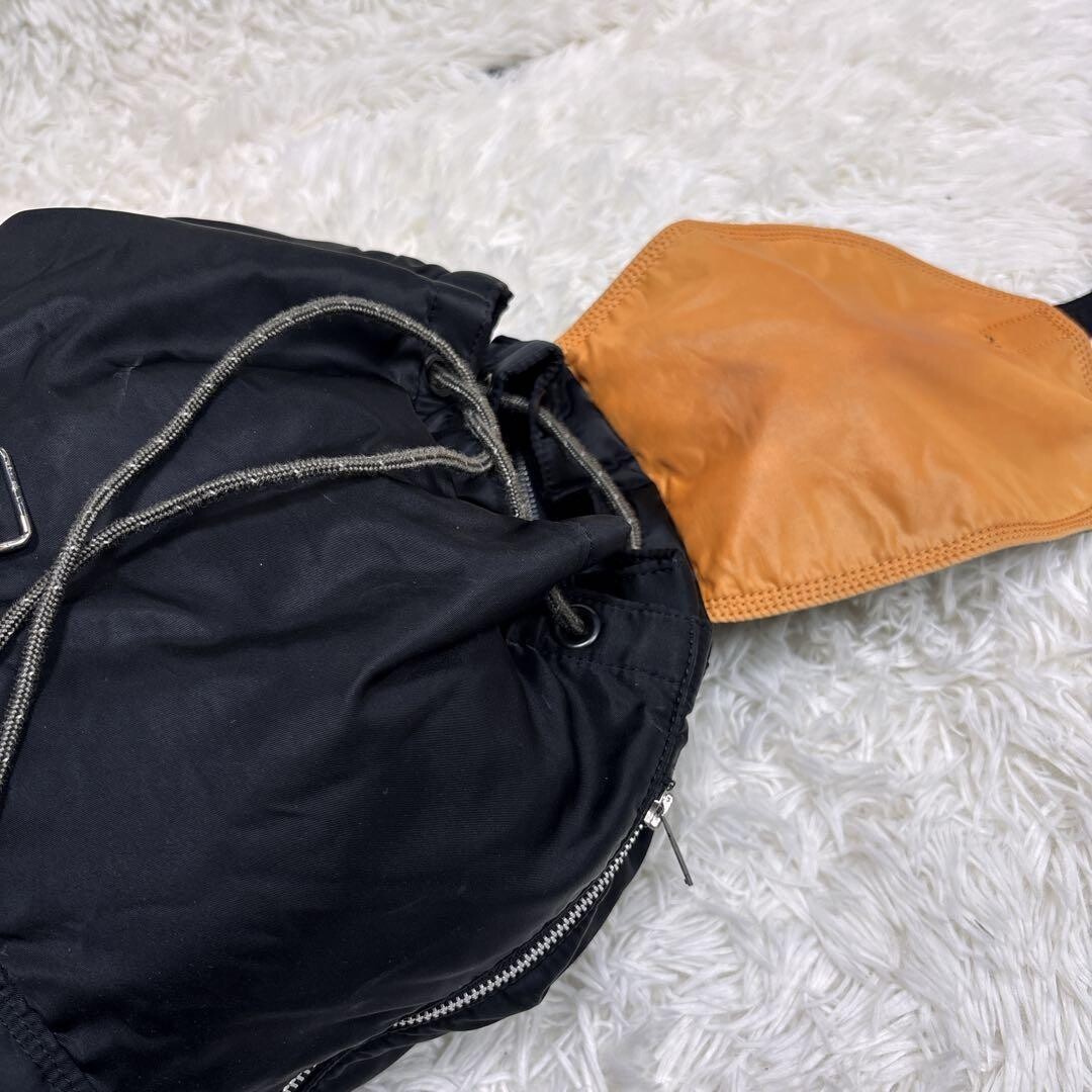PORTER Tanker Drawstring Backpack Black Orange Nylon Japan Mens Bag 35x45cm