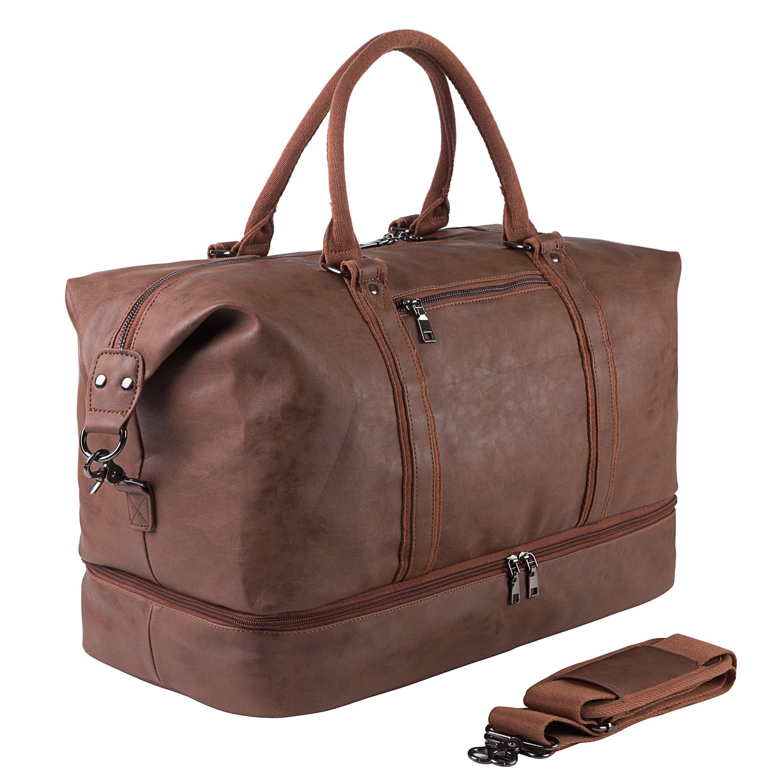 Leather Travel Bag with Shoe PouchWeekender Overnight Bag Waterproof Leather