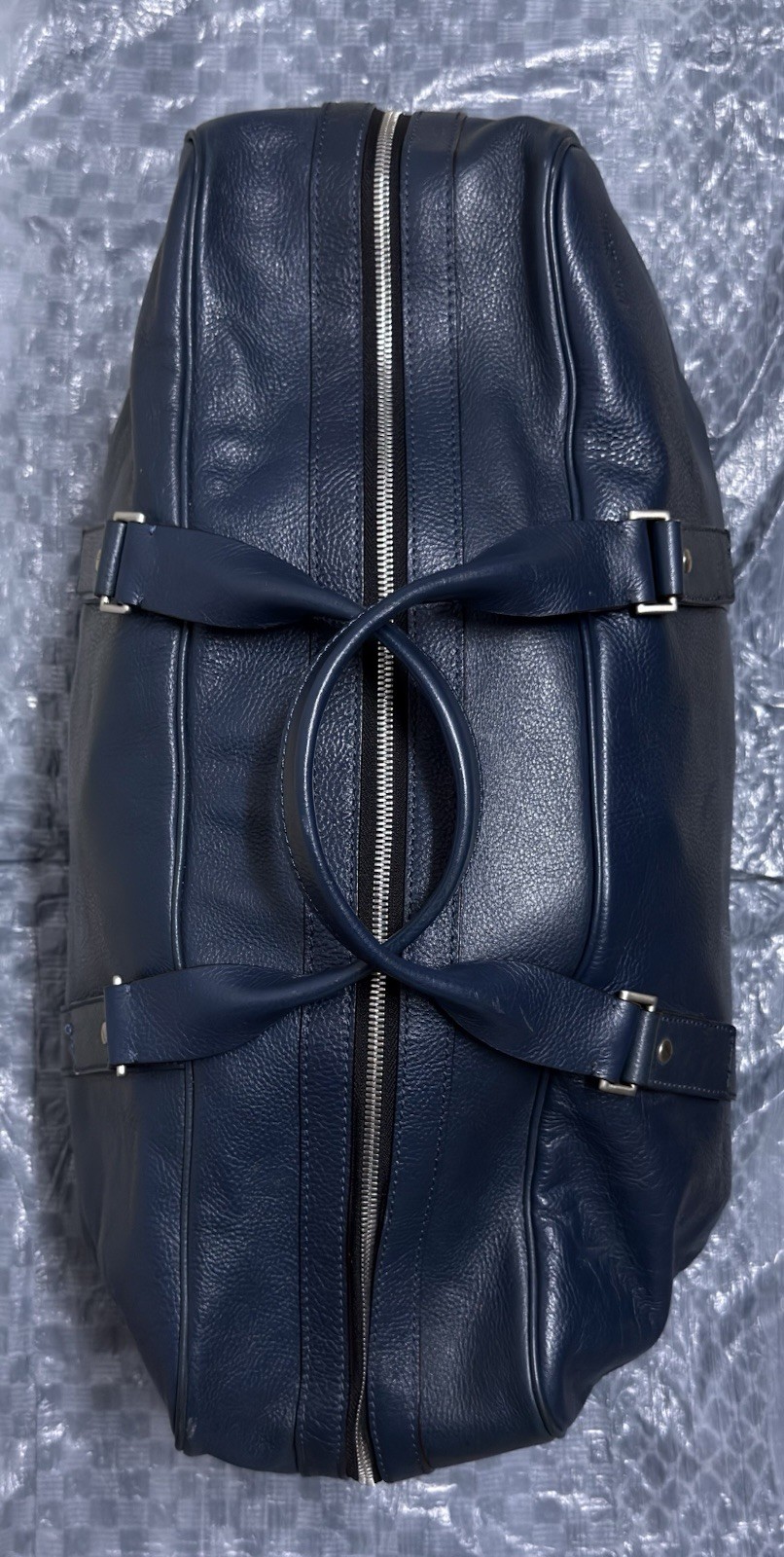 Jack Spade Medium Eaton Duffle Grain Blue Leather