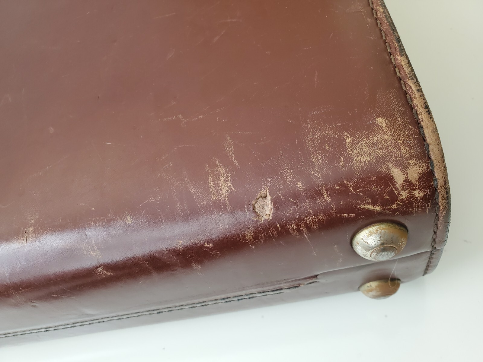 Schlesinger Brown Leather Hard Coded Briefcase | 17 x 12.5 x 3″