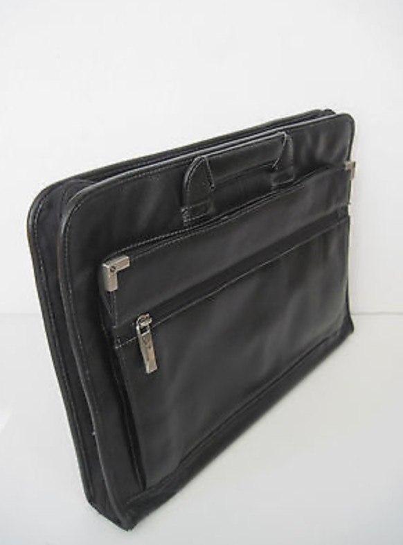 Vintage Samsonite Leather Top Loader Briefcase Laptop Bag Black Business Travel