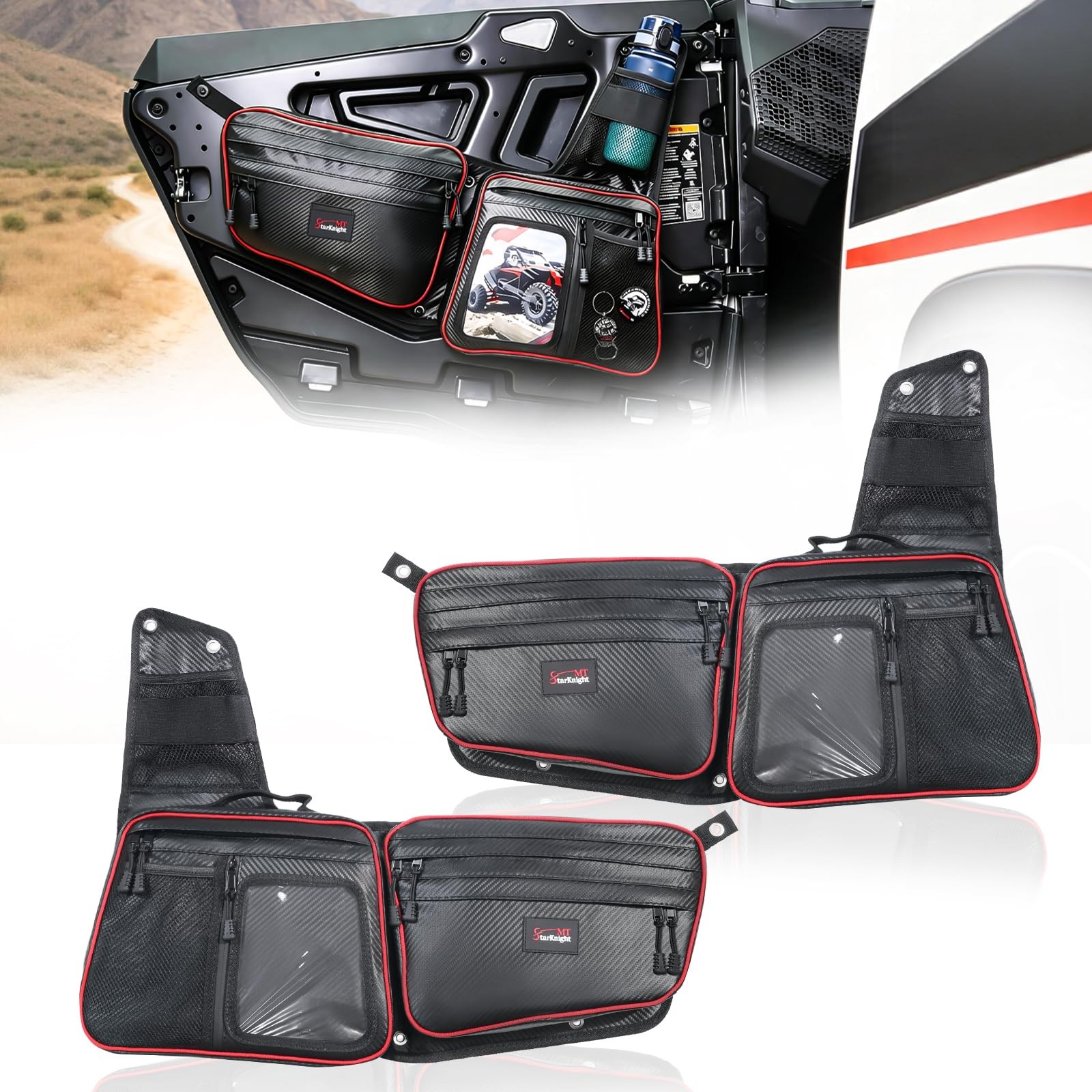 Front Door Bag 2Pcs 14L Removable Multi Pocket for 2024-2026 Polaris RZR XP
