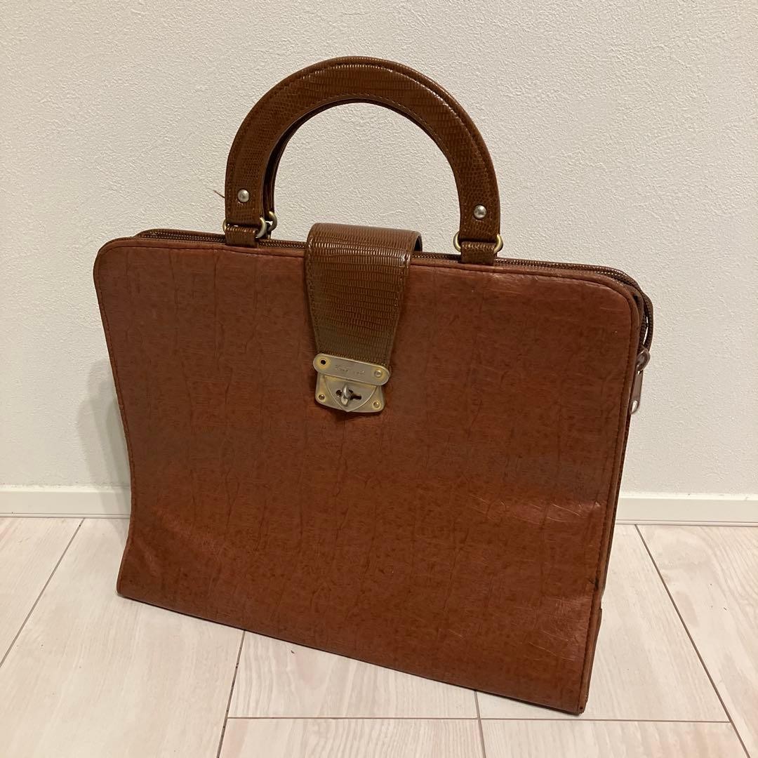 Vent vert Vintage Brown Handbag Briefcase Used Clutch Bag Retro Classic