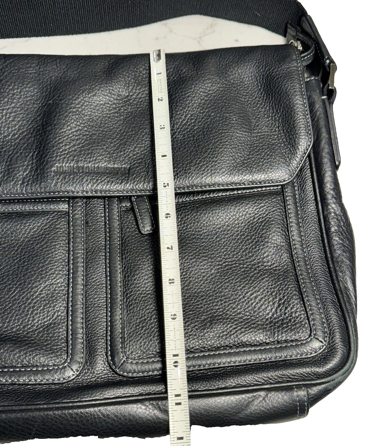 Johnston & Murphy Soft Black Leather Zip Top Briefcase Laptop Messenger Bag