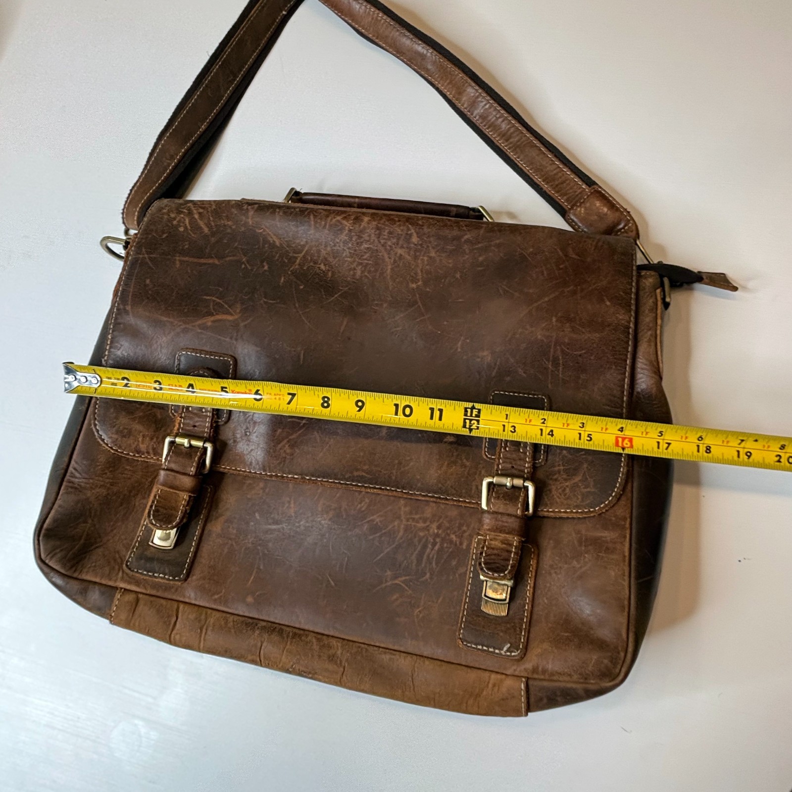Kattee Leather Messenger Bag Briefcase Laptop Satchel Brown Distressed Vintage