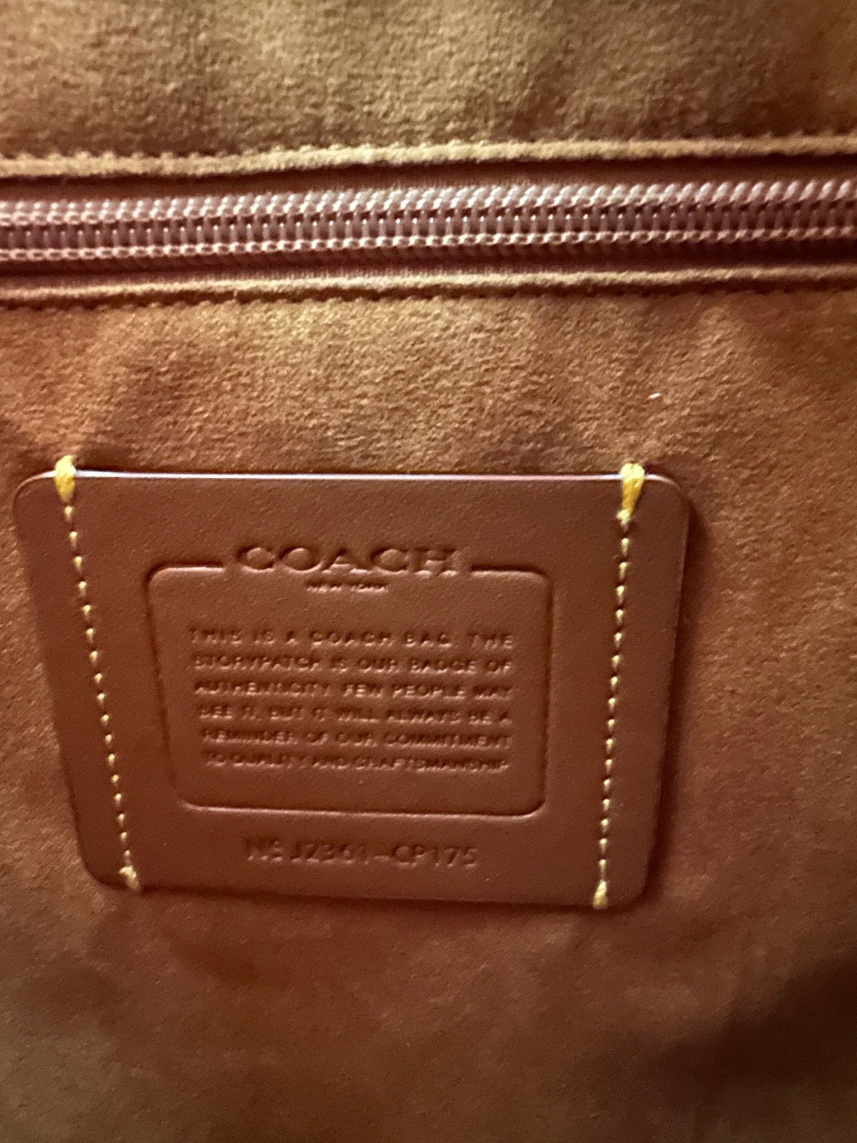 COACH Hitch Backpack Dark Stone Pebbled Leather Suede Lining w/ Dust Bag, Tag