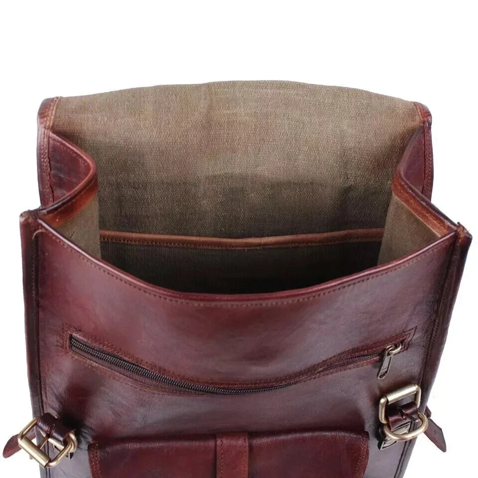 Vintage Leather Backpack Brown Rucksack Laptop Bag Handmade Travel Mens