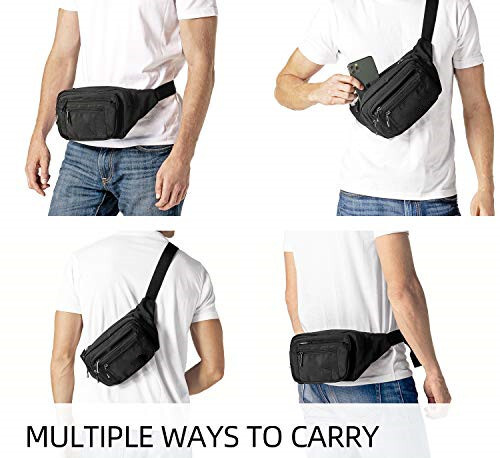 Genuine Leather Fanny Pack Multi Zippered Sports Hip Waist Bag Belt Purse Pouch