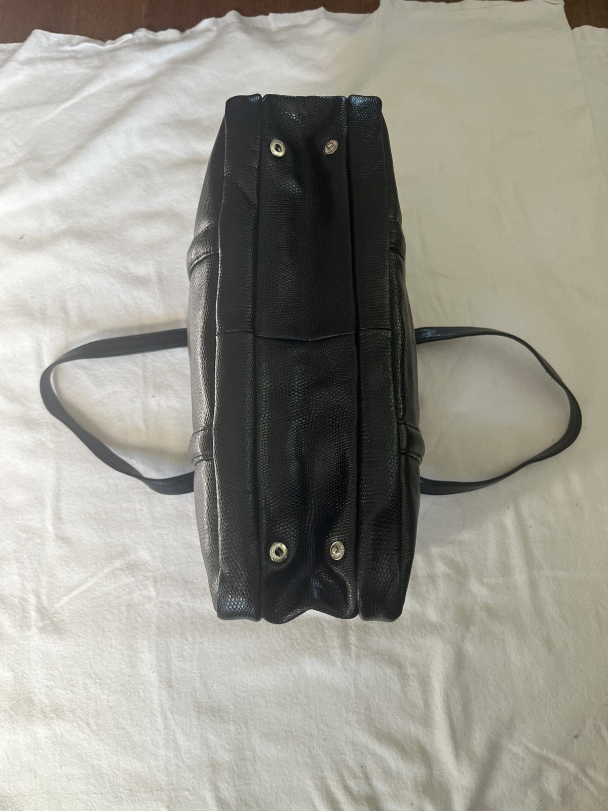 black leather briefcase with 3 pockets