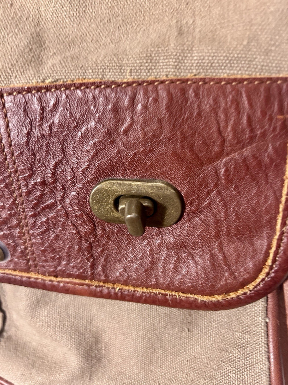Converse Messenger Bag Brown Leather Canvas Crossbody Satchel Vintage Style RARE
