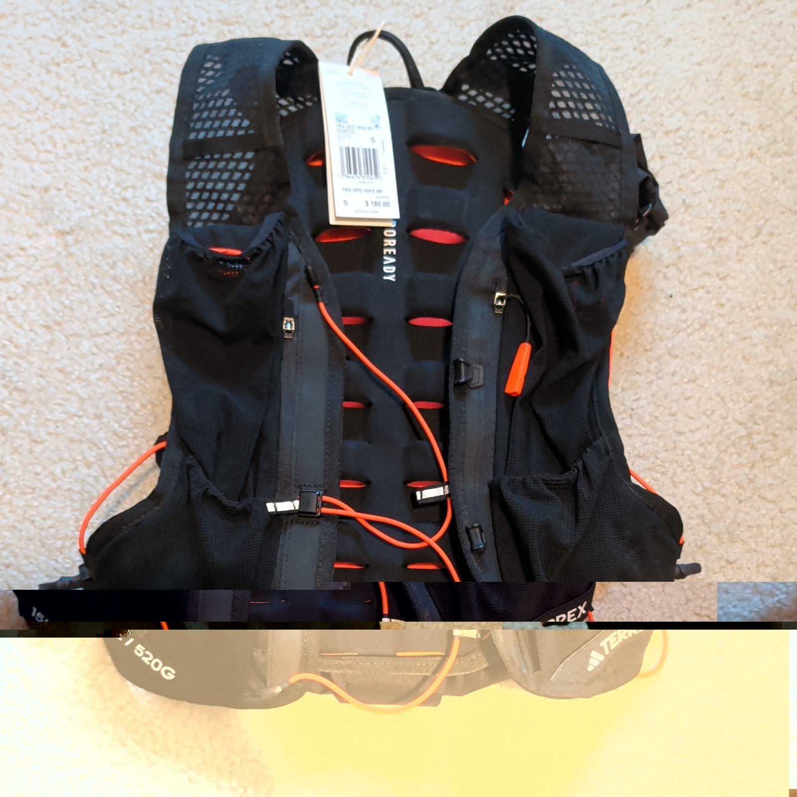 Adidas Terrex Backpack Black Orange Rugged Day Bag Pack Speed Hiking 15.6L S New