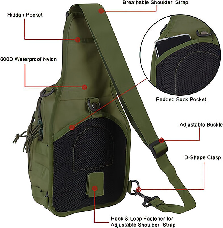 Men Backpack Molle Tactical Sling Chest Pack Shoulder Bag Outdoor Hiking Travel