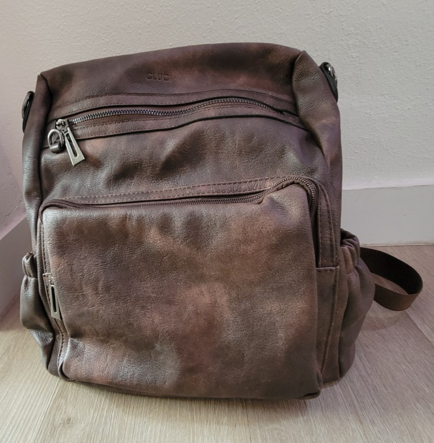 Cluci Brown Men’s Backpack Zip Closure and Adjustable Straps