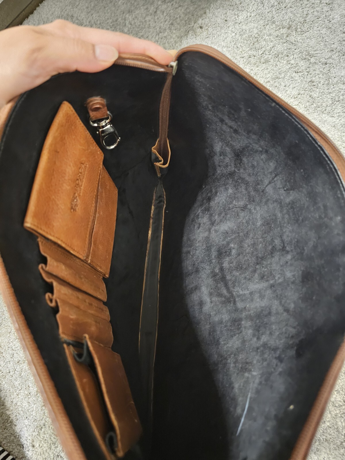 Bosca Leather Briefcase Reddish Brown Leather No Strap