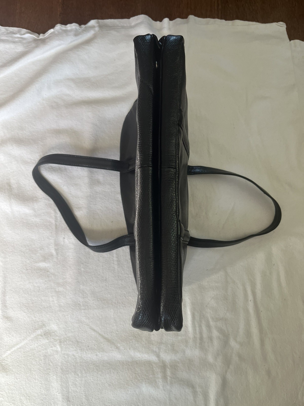 black leather briefcase with 3 pockets