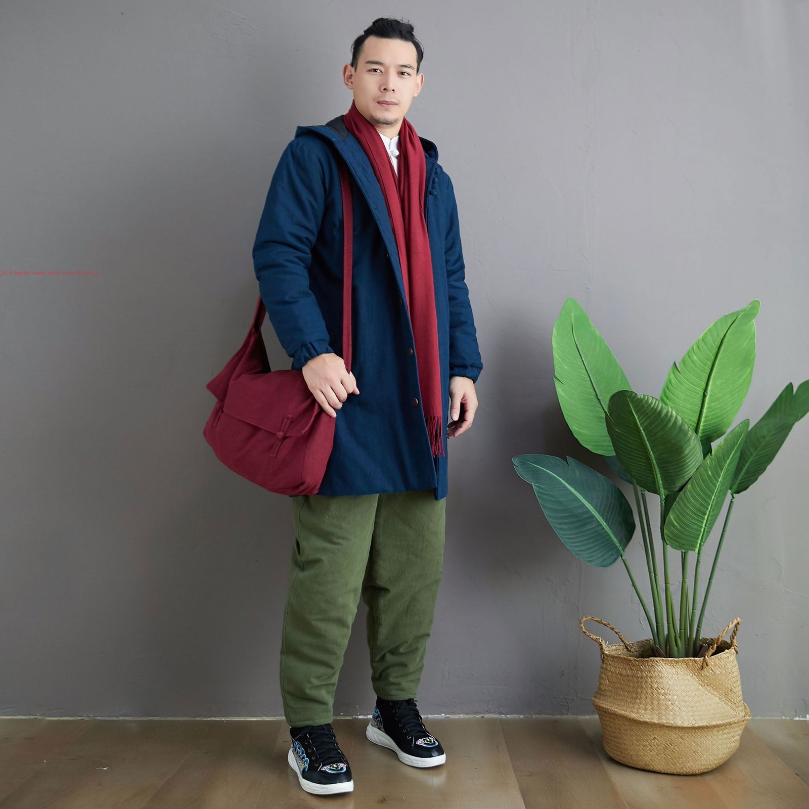 Chinese Retro Cotton Linen Shoulder Bag Buddhist Monk Meditation Crossbody Bags