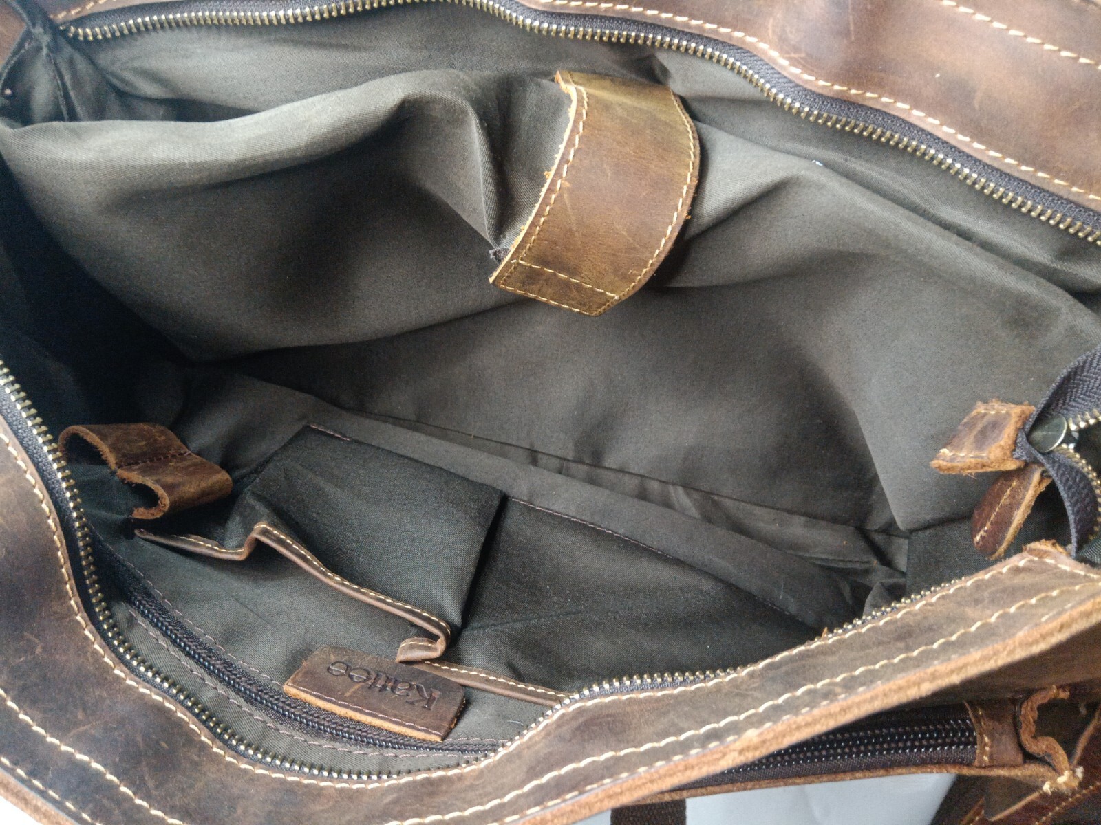 Vintage Kattee Leather Briefcase, Messenger Bag Brown Fits 15 In Laptop