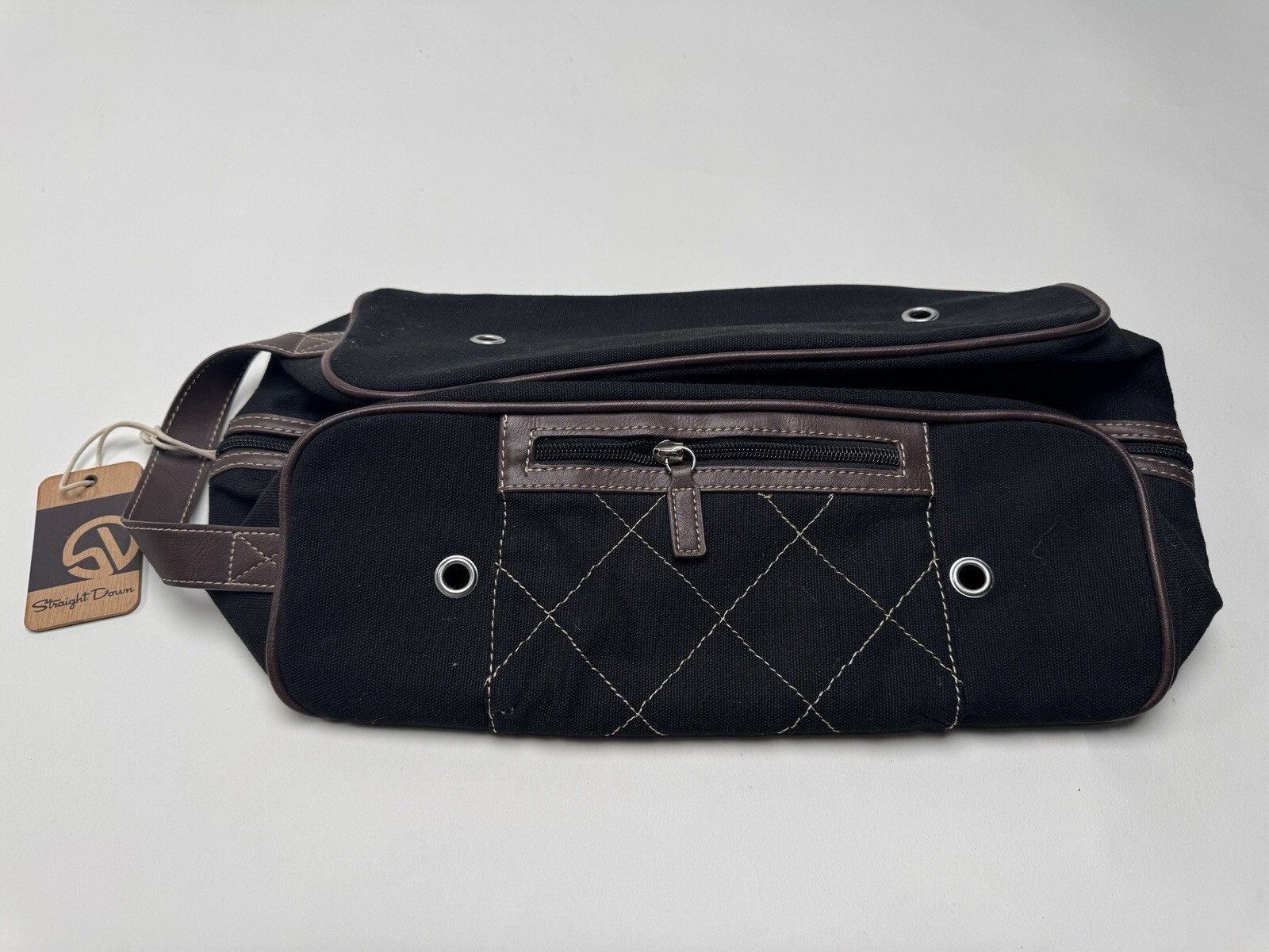 StrightDown Canvas Shoe Bag Golf Spikes Black Brown BRAND NEW ( 82012 )