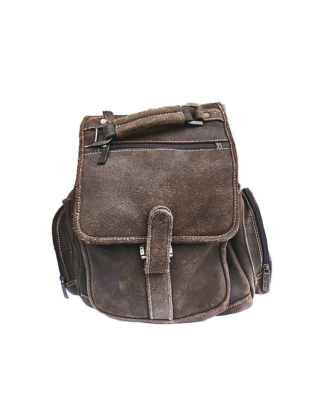 Claire Chase JEG Distressed Genuine Nubuck Brown Leather City Backpack Bag *READ