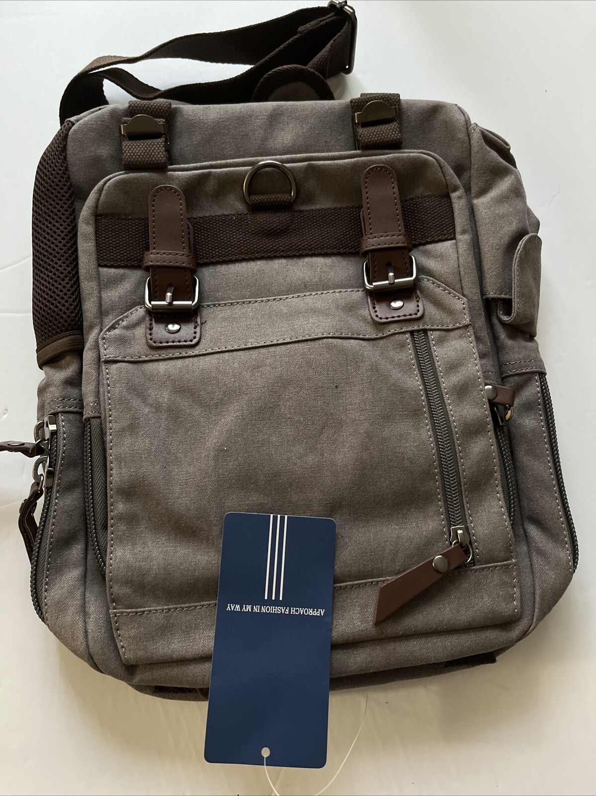 Kaukko Crossbody Canvas Sling Bag Backpack Hiking Commuting Rugged Grey Unisex
