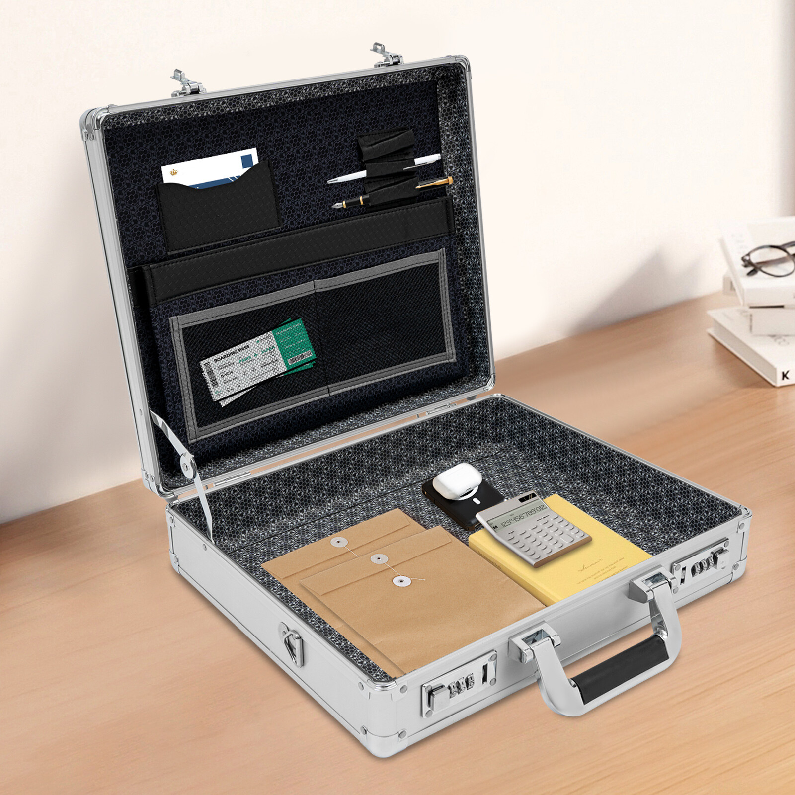 Aluminum Briefcase Attache Case For Men Office Document Antitheft with Lock