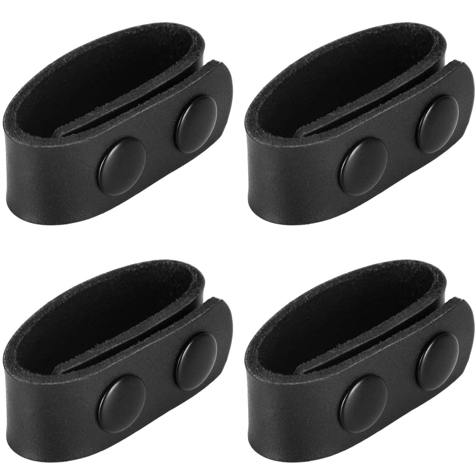 TEGE Belt Keepers for Duty | Leather Double Snap | Fits 2″ 2.25”, Black