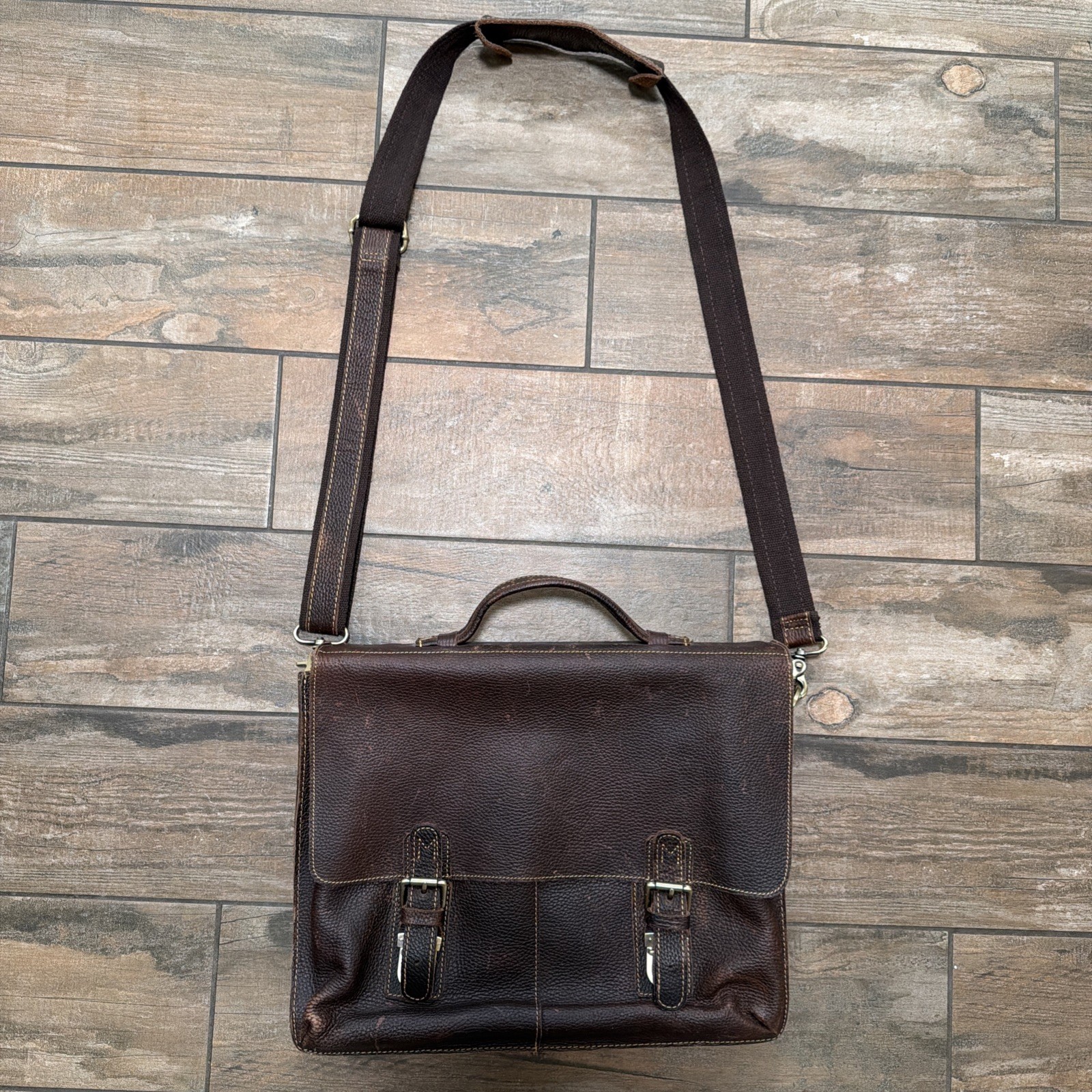 Kattee Brown Men’s Leather Laptop Shoulder Messenger Bag