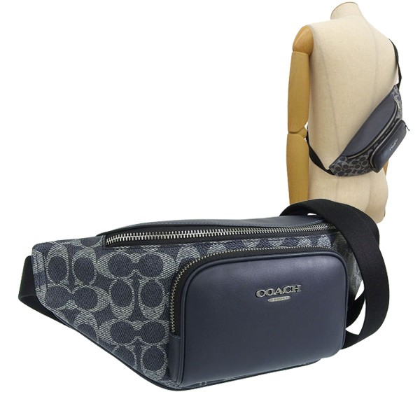 Authentic Coach Racer Small Belt Bag In Signature Canvas CEB24 Denim Chalk