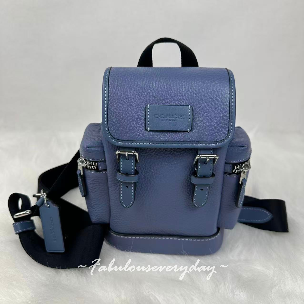 Coach Men’s Sprint Sling Pack In Leather/Black Copper/Light Denim CBF63 NWT