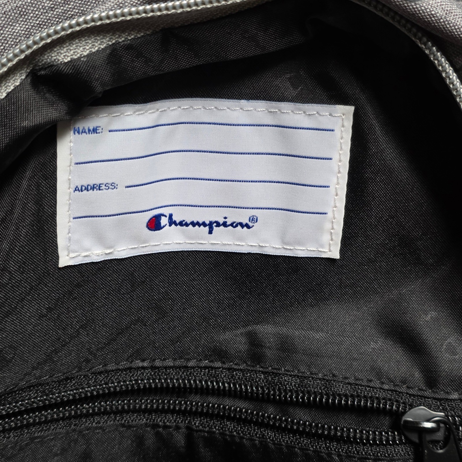 Champion Backpack Gray All Over Logo Embroidered School Travel 10″×13″