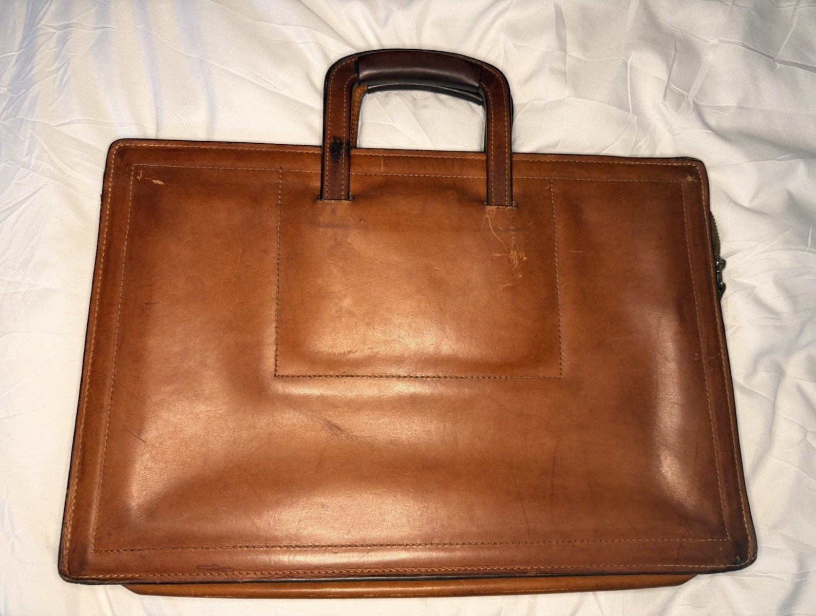 Men’s Brown Large Briefcase/Document Case Zip Closure Top Handle Inner Pockets
