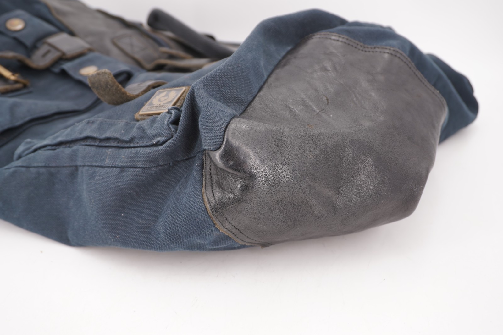 MINT | $845 BELSTAFF OVERNIGHT CANVAS LEATHER SATCHEL MALENOTTI NAVY CARRYALL
