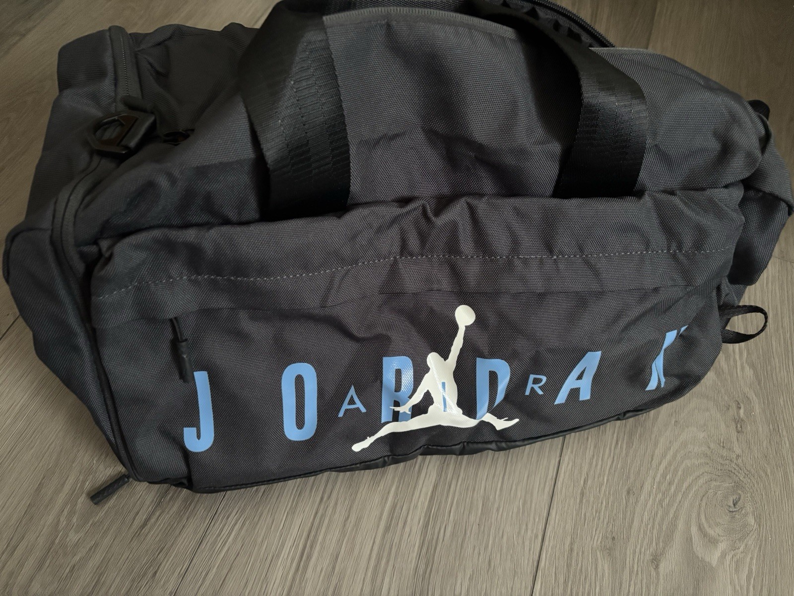 Jordan Black and Blue Duffel Bag Gym Travel Bag with Shoes Compartment