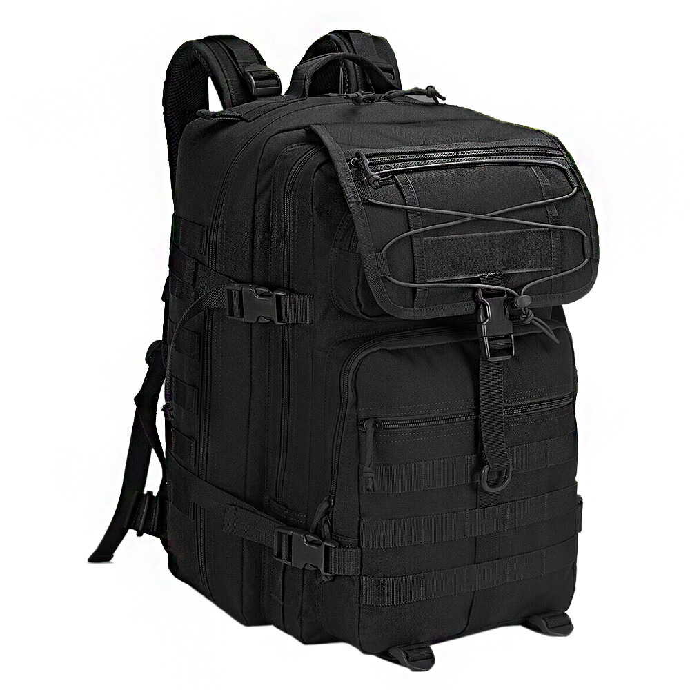 45L Tactical Molle Backpack for Men, Black Rucksack for Travel Camping Climbing